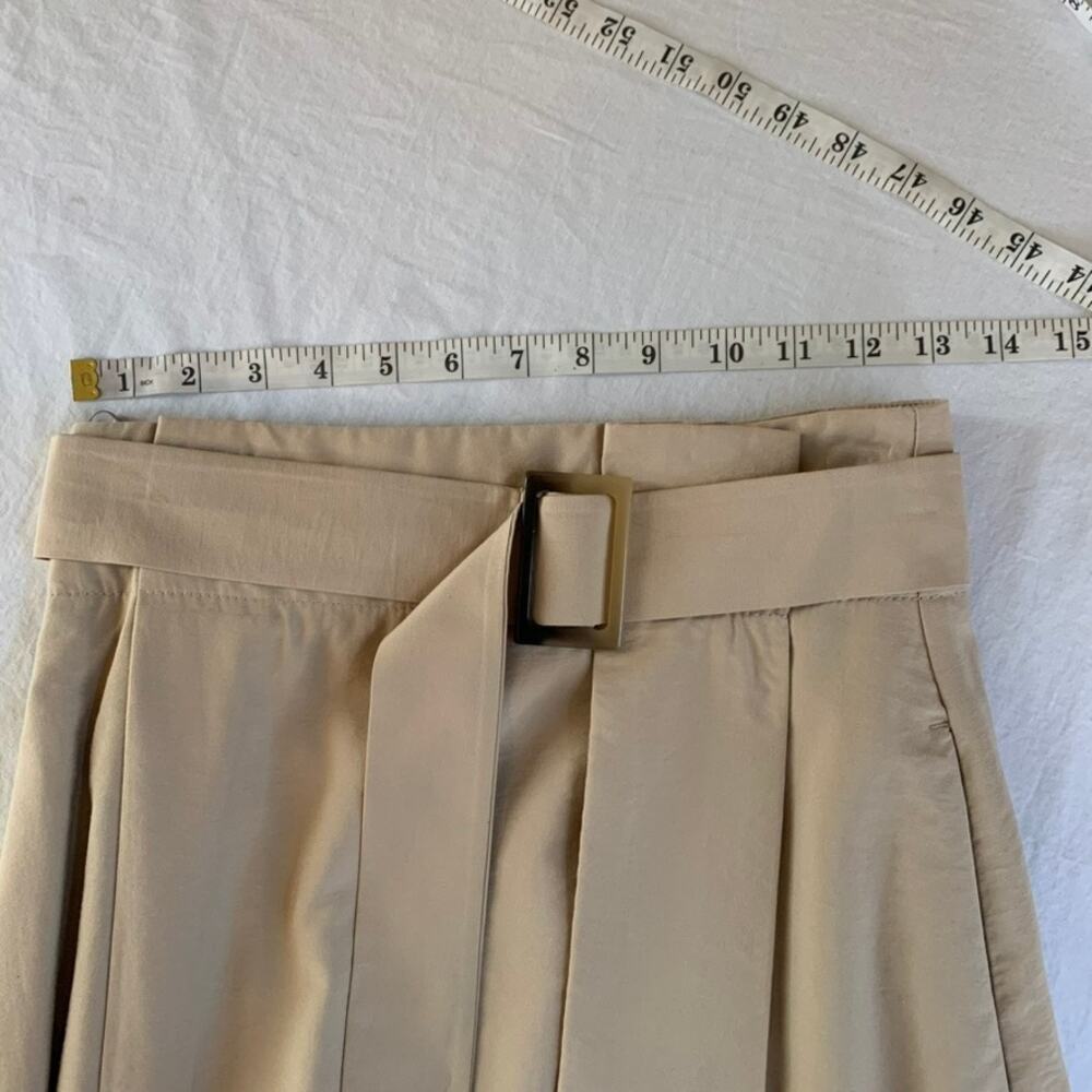 Massimo Dutti Belted Wrap Midi Skirt Beige Size 2 Minimalist A-Line - Picture 3 of 8